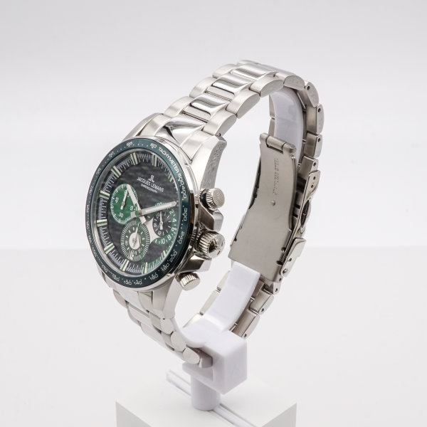Herrenuhr, Jacques Lemans, Chronograph, grünes Blatt  