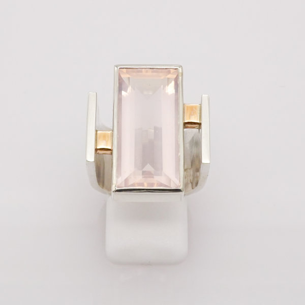 Ring, Silber, 750/°°°Rotgold, Quartz