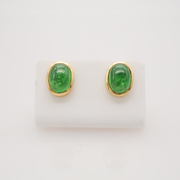 Ohrstecker mit Tsavorit Cabochon, 750/Gelbgold