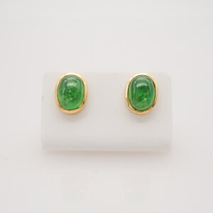 Ohrstecker mit Tsavorit Cabochon, 750/Gelbgold