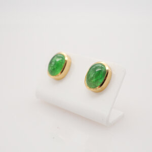 Ohrstecker mit Tsavorit Cabochon, 750/Gelbgold