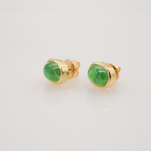 Ohrstecker mit Tsavorit Cabochon, 750/Gelbgold