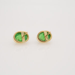 Ohrstecker mit Tsavorit Cabochon, 750/Gelbgold