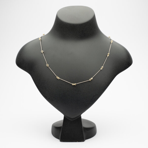 Stäbchenkette 585/Weiß-und Gelbgold