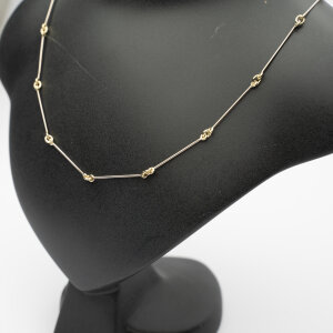 Stäbchenkette 585/Weiß-und Gelbgold