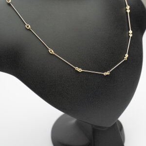 Stäbchenkette 585/Weiß-und Gelbgold