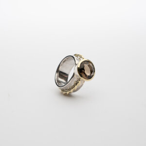 Ring mit Rauchquarz, 925/585