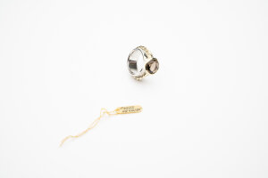 Ring mit Rauchquarz, 925/585