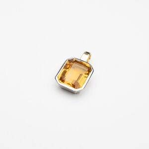 Anhänger mit Citrin, 750/Gelb-und Weißgold