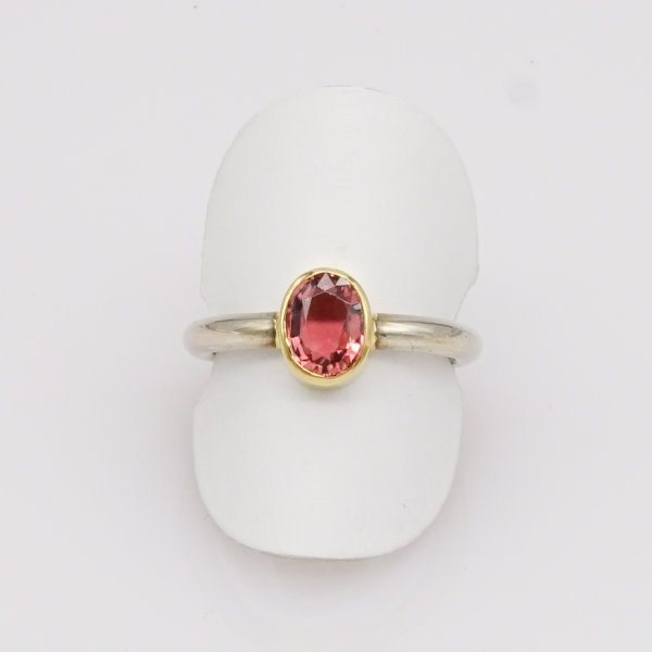 Ring, Silber, 750/°°°Gelbgold, Turmalin, Einzelstück, Handarbeit