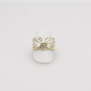 Ring, Silber, 585/°°°Gelbgold, Rohdiamant