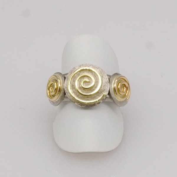 Ring, Silber, 750/&deg;&deg;&deg;Gelbgold, Einzelst&uuml;ck, Handarbeit