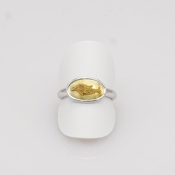 Ring, 585/°°°Weiß-Gelbgold, Granulation, Einzelstück, Handarbeit