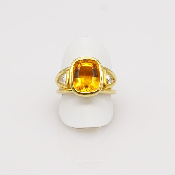 Ring, 750/°°°Gelbgold, Citrin, Diamanten