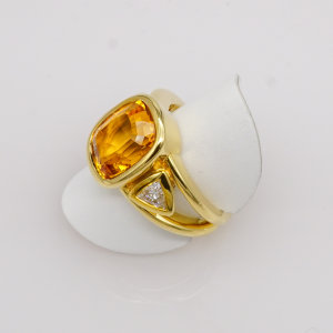 Ring, 750/°°°Gelbgold, Citrin, Diamanten