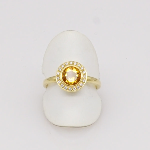 Ring, 585/°°°Gelbgold, Citrin, Brillanten
